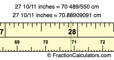 27 10/11 inches to cm