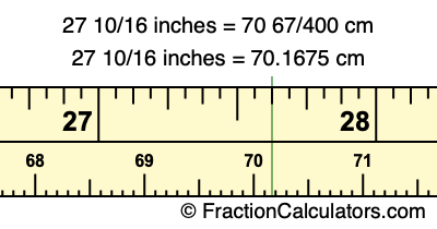 27 10/16 inches to cm