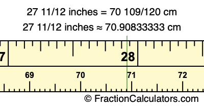 27 11/12 inches to cm