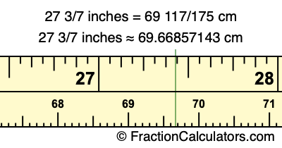 27 3/7 inches to cm