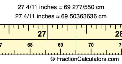 27 4/11 inches to cm