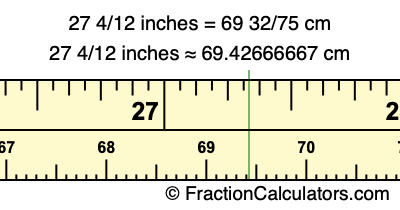 27 4/12 inches to cm