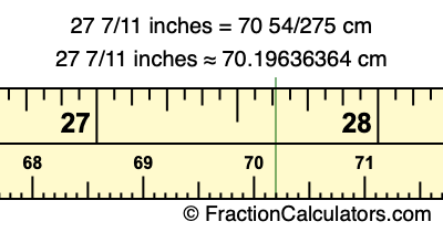 27 7/11 inches to cm
