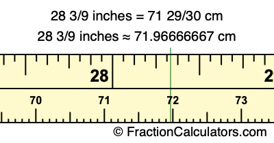 28 3/9 inches to cm