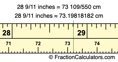 28 9/11 inches to cm