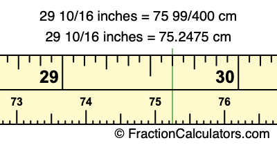 29 10/16 inches to cm