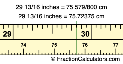 29 13/16 inches to cm