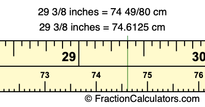 29 3/8 inches to cm