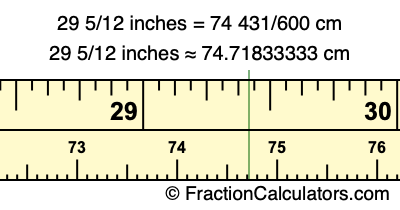 29 5/12 inches to cm