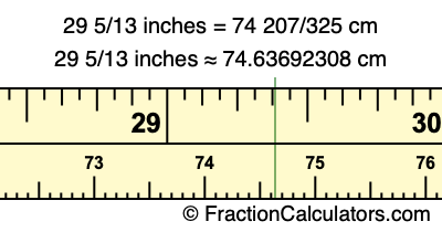 29 5/13 inches to cm