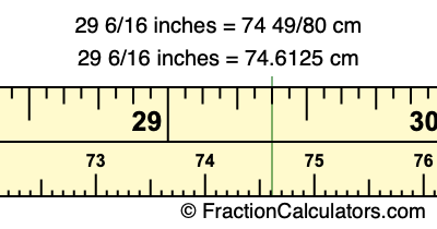 29 6/16 inches to cm