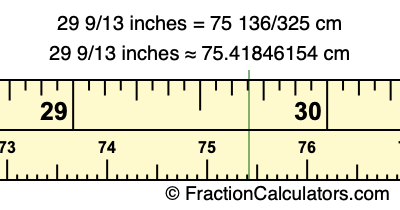 29 9/13 inches to cm