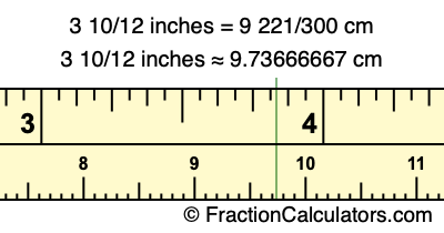 3 10/12 inches to cm