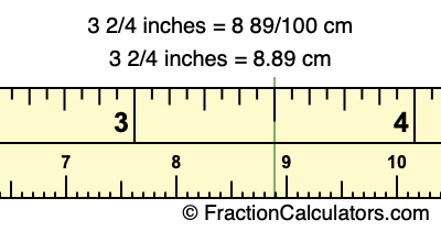 3 2/4 inches to cm