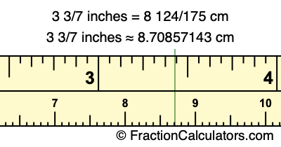 3 3/7 inches to cm