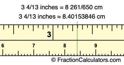 3 4/13 inches to cm