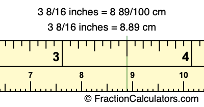 Convert 3 8/16 inches to cm (3 8/16 inches to centimeters)