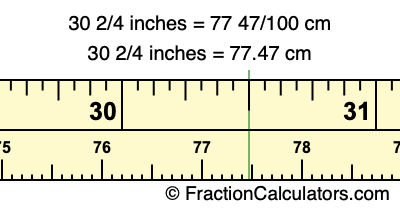 30 2/4 inches to cm