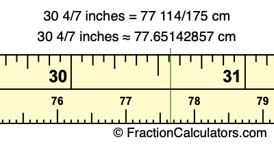 30 4/7 inches to cm
