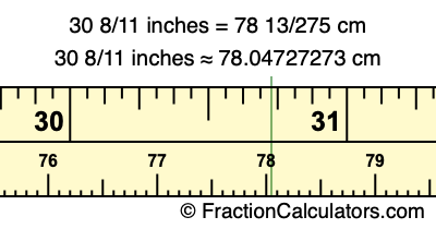 30 8/11 inches to cm
