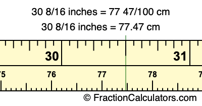 30 8/16 inches to cm