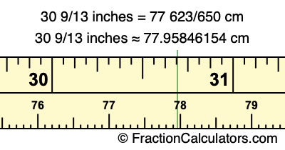 30 9/13 inches to cm