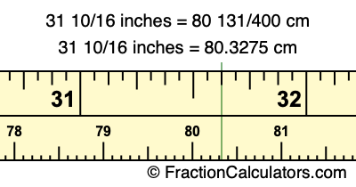 31 10/16 inches to cm