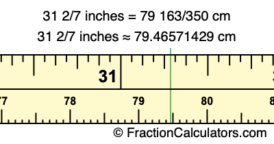 31 2/7 inches to cm