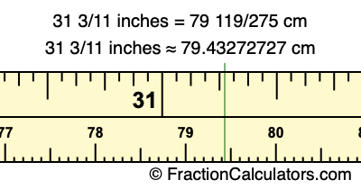 31 3/11 inches to cm