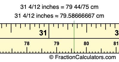 31 4/12 inches to cm