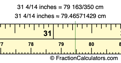31 4/14 inches to cm