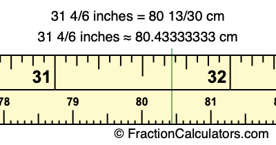 31 4/6 inches to cm