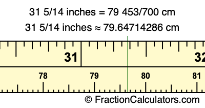 31 5/14 inches to cm