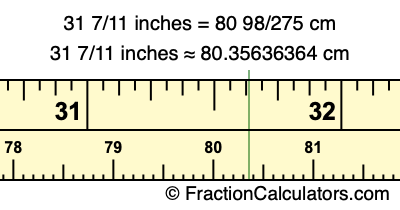 31 7/11 inches to cm