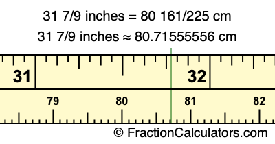 31 7/9 inches to cm