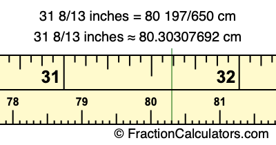 31 8/13 inches to cm