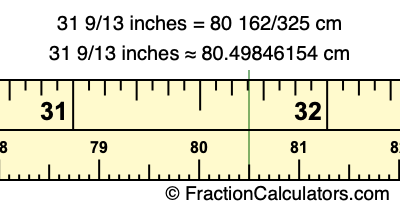 31 9/13 inches to cm