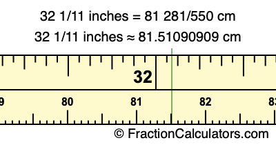 32 1/11 inches to cm
