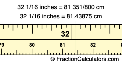 32 1/16 inches to cm