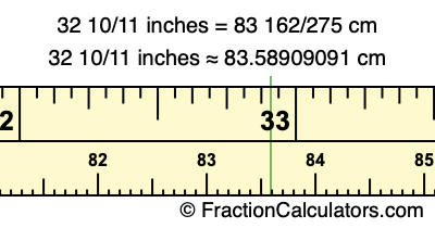 32 10/11 inches to cm