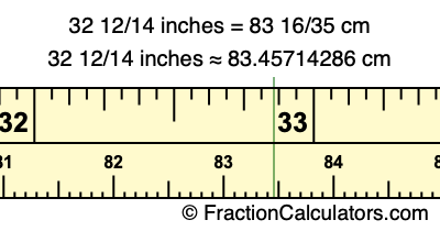 32 12/14 inches to cm