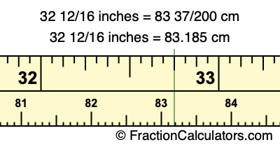 32 12/16 inches to cm