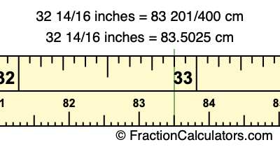32 14/16 inches to cm