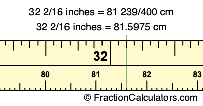 32 2/16 inches to cm