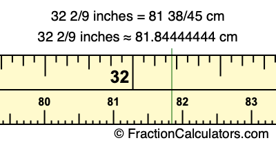 32 2/9 inches to cm