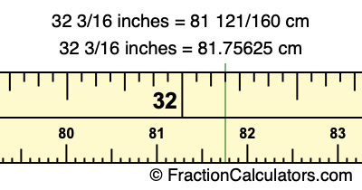 32 3/16 inches to cm
