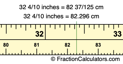 32 4/10 inches to cm