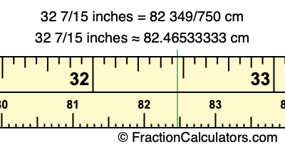 32 7/15 inches to cm