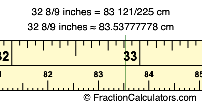 32 8/9 inches to cm