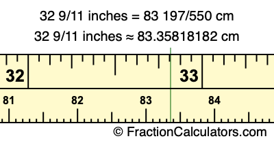 32 9/11 inches to cm